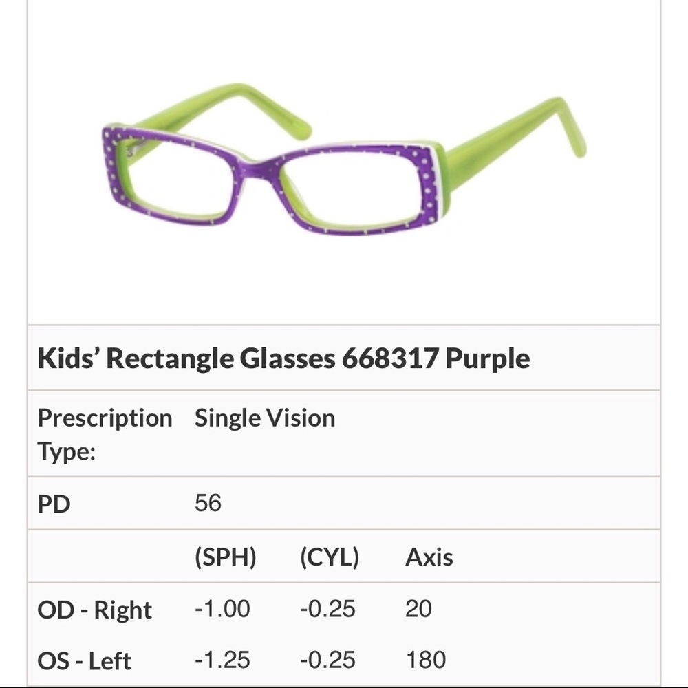 Cute purple eyeglasses for little girl